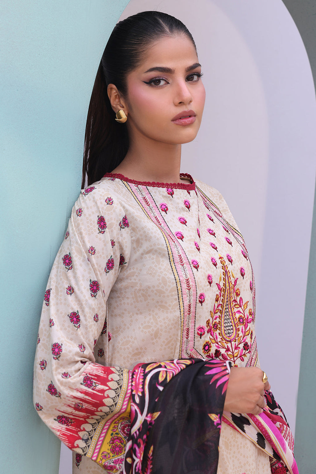 Zellbury | Unstitched 2 Piece Cambric | Embroidered Shirt Dupatta - 0022 - Libasekhas