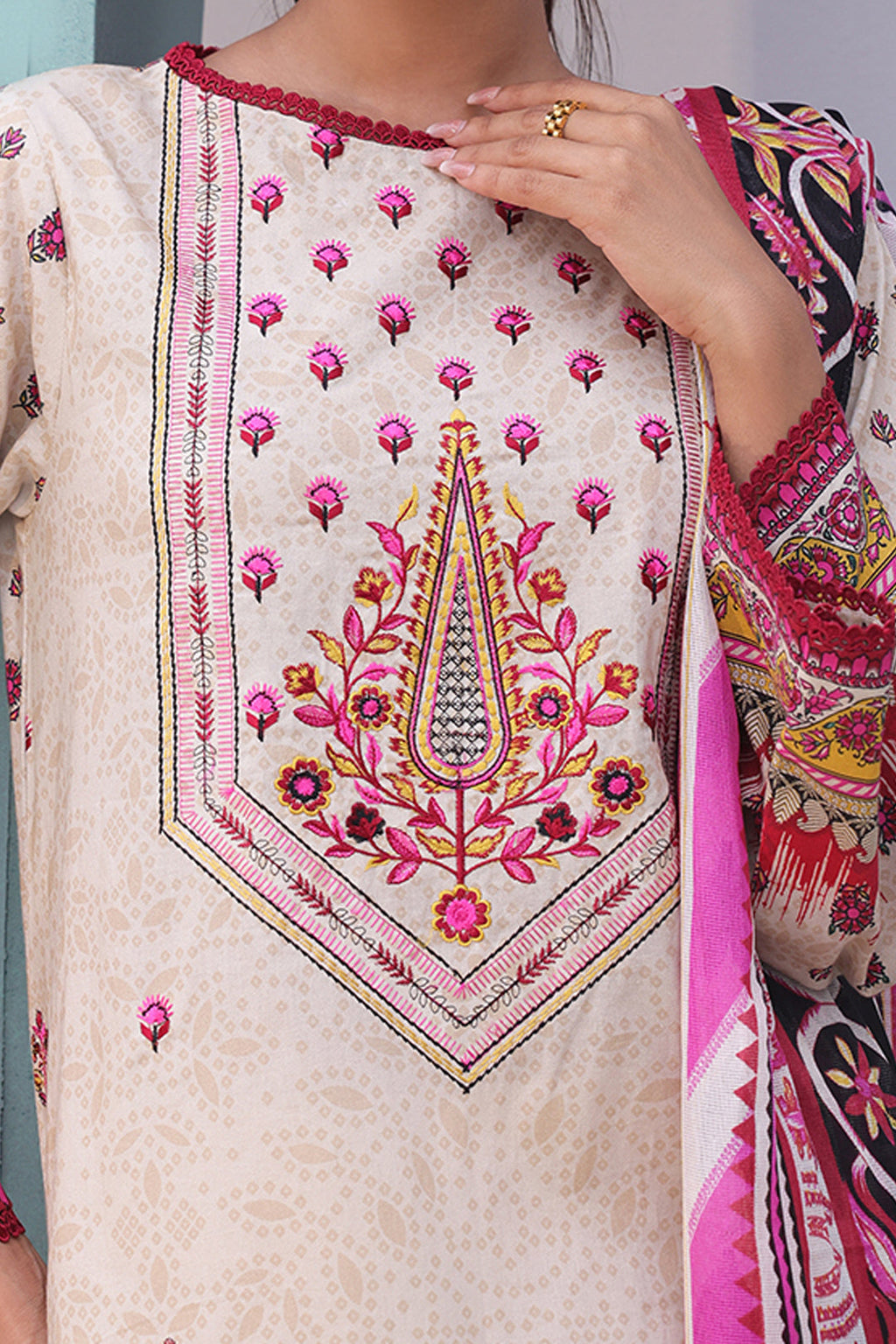 Zellbury | Unstitched 2 Piece Cambric | Embroidered Shirt Dupatta - 0022 - Libasekhas