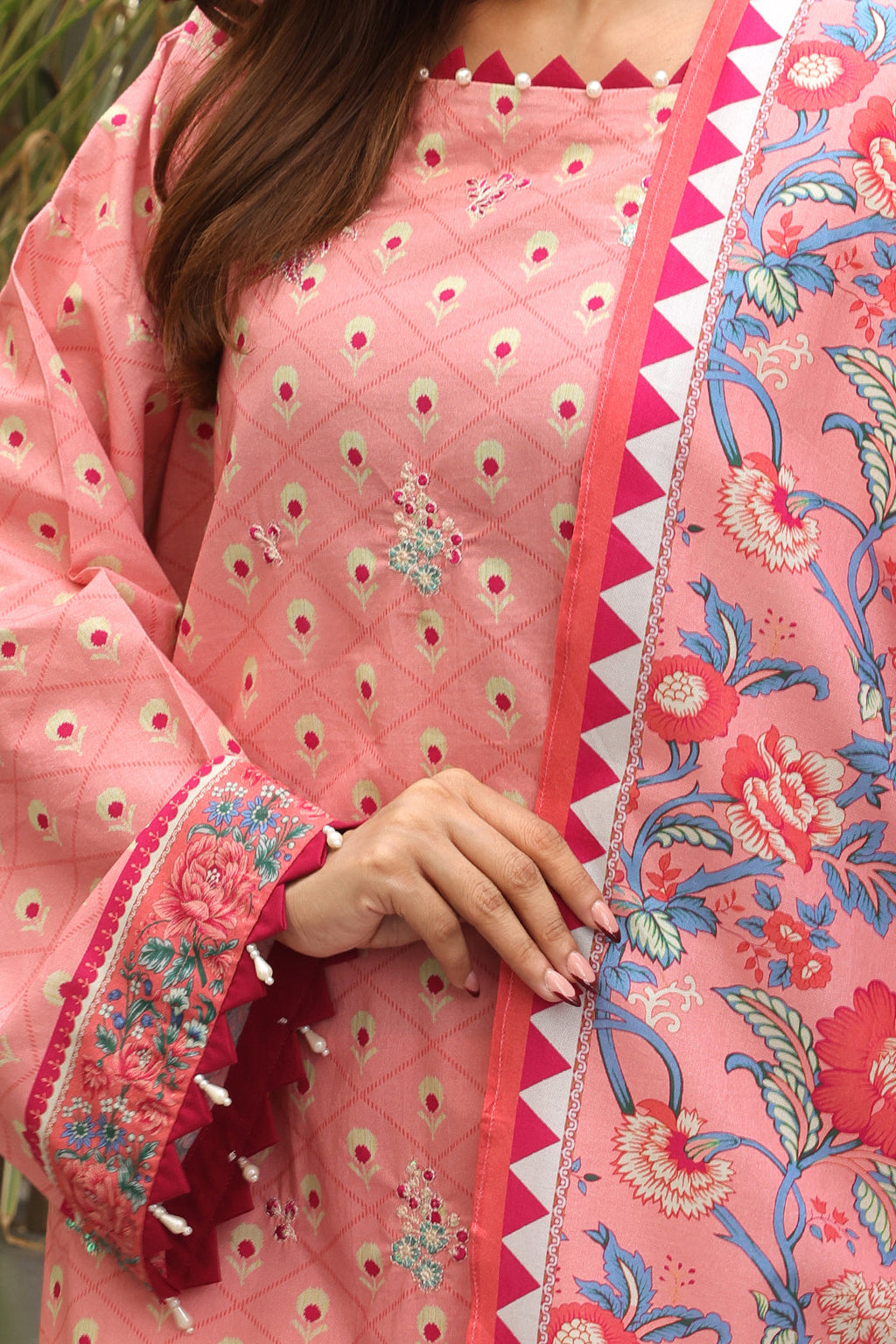 Zellbury | Unstitched 2 Piece Cambric | Embroidered Shirt Dupatta - 0025 - Libasekhas