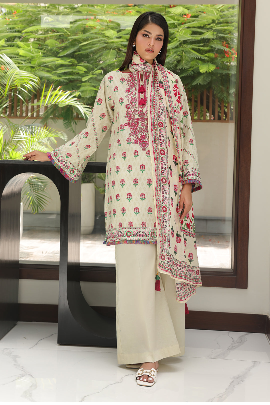 Zellbury | Unstitched 2 Piece Cambric | Embroidered Shirt Dupatta - 0105 - Libasekhas
