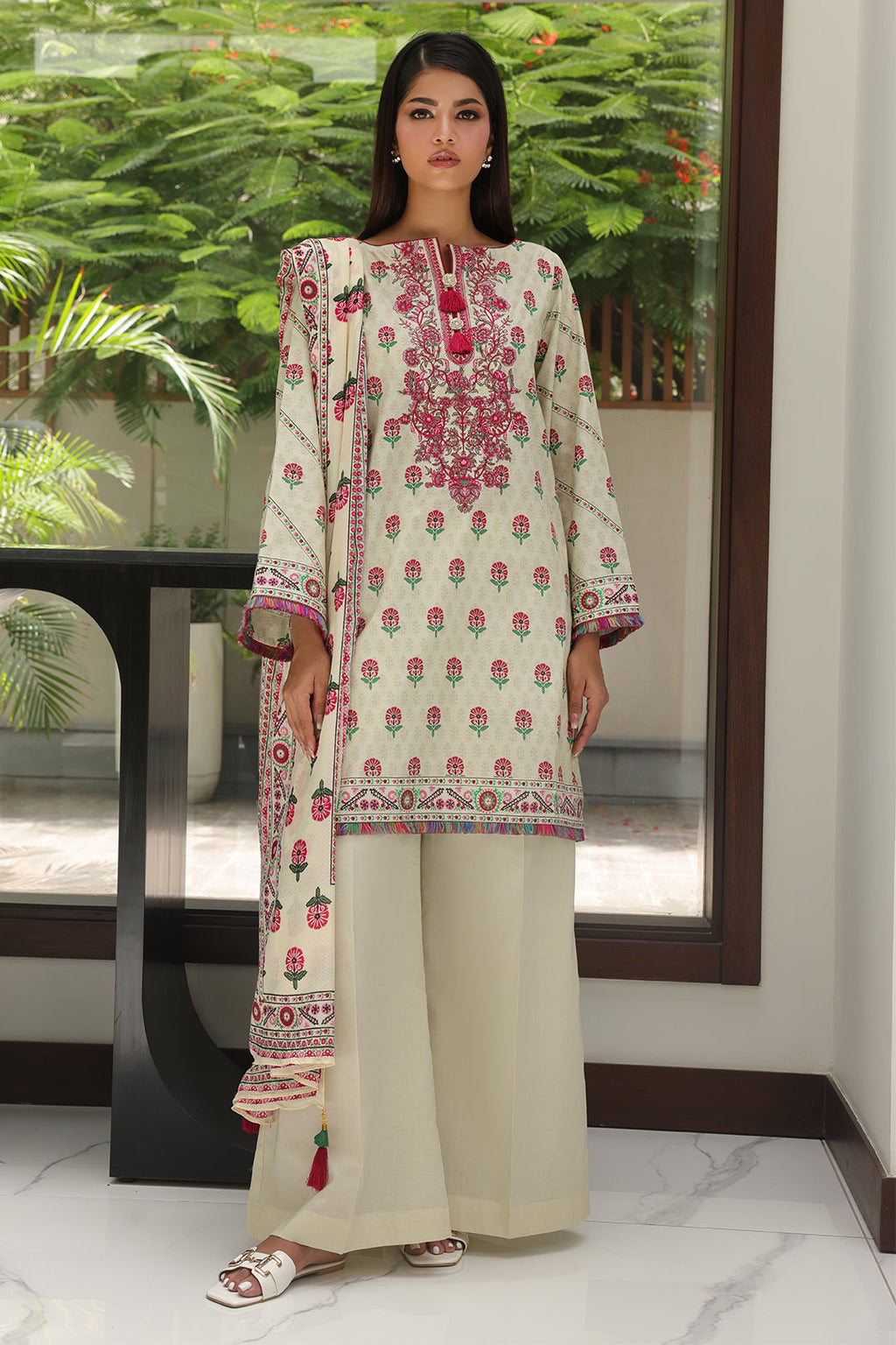 Zellbury | Unstitched 2 Piece Cambric | Embroidered Shirt Dupatta - 0105 - Libasekhas