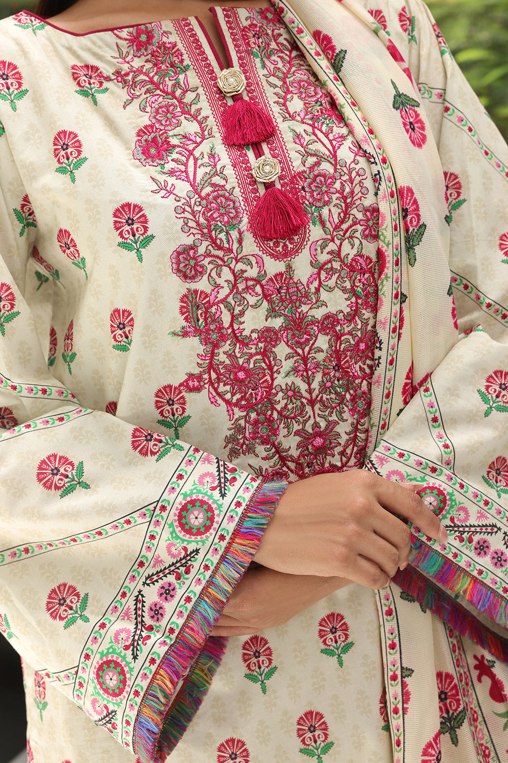 Zellbury | Unstitched 2 Piece Cambric | Embroidered Shirt Dupatta - 0105 - Libasekhas