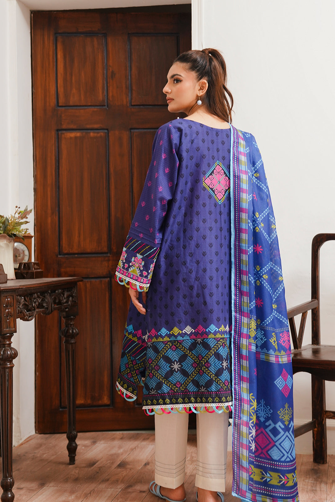 Zellbury | Unstitched 2 Piece Cambric | Embroidered Shirt Dupatta - 0108 - Libasekhas
