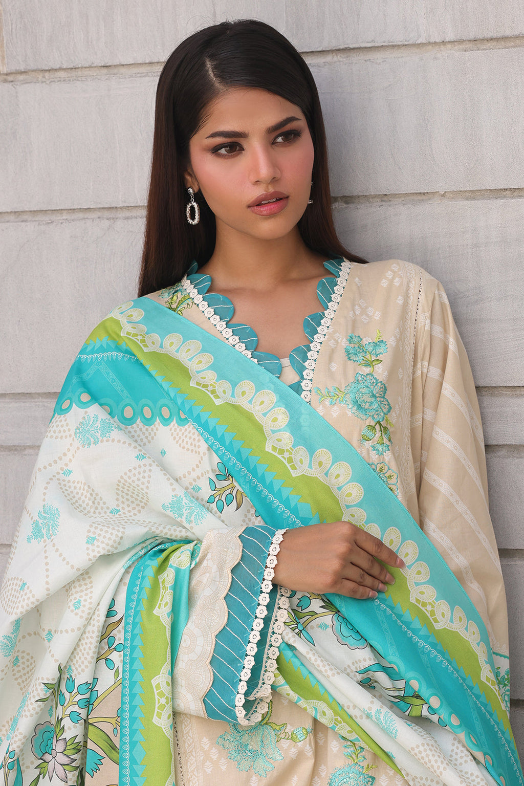 Zellbury | Unstitched 2 Piece Cambric | Embroidered Shirt Dupatta - 0112 - Libasekhas
