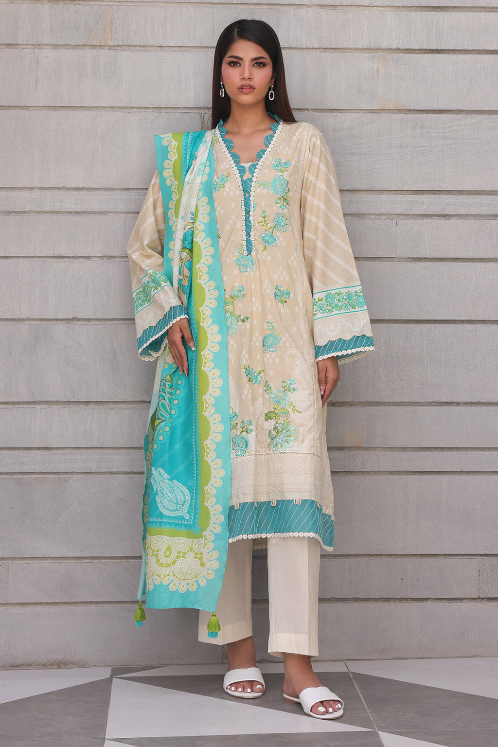 Zellbury | Unstitched 2 Piece Cambric | Embroidered Shirt Dupatta - 0112 - Libasekhas