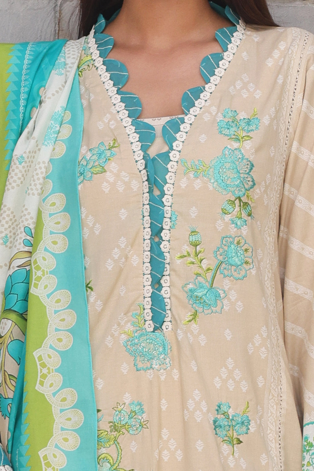 Zellbury | Unstitched 2 Piece Cambric | Embroidered Shirt Dupatta - 0112 - Libasekhas