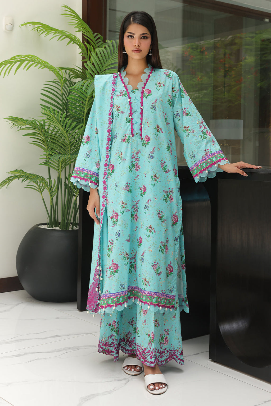 Zellbury | Unstitched 3 Piece Cambric | Embroidered Shirt Shalwar Dupatta - 0067 - Libasekhas