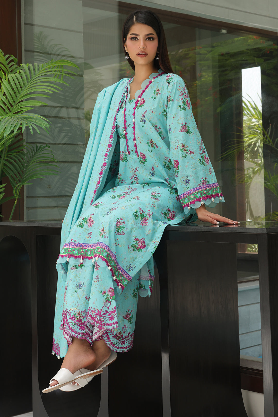 Zellbury | Unstitched 3 Piece Cambric | Embroidered Shirt Shalwar Dupatta - 0067 - Libasekhas