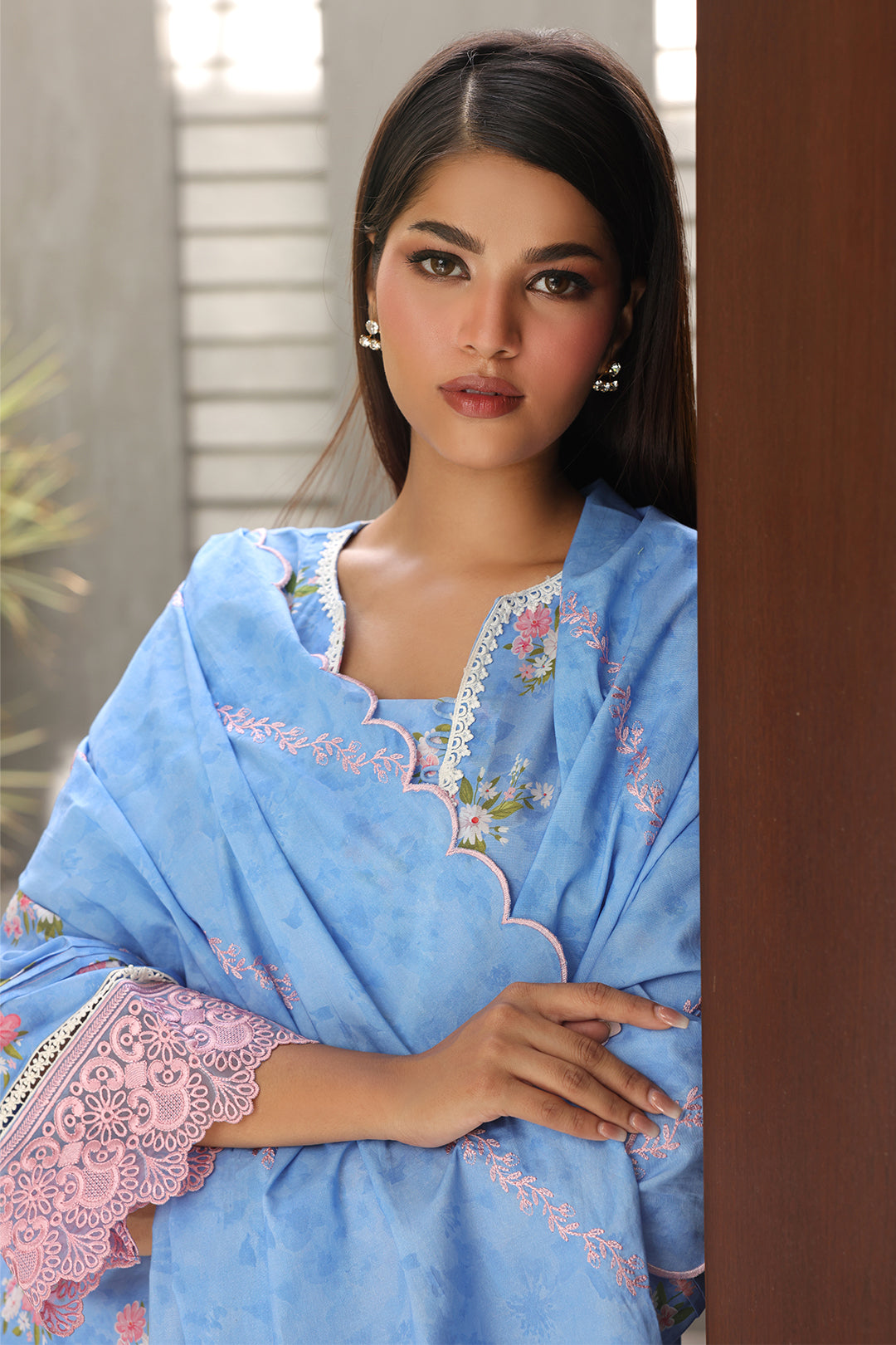 Zellbury | Unstitched 3 Piece Cambric | Embroidered Shirt Shalwar Dupatta - 0068 - Libasekhas