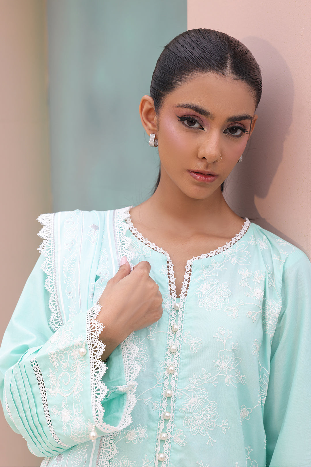 Zellbury | Unstitched 3 Piece Cambric | Embroidered Shirt Shalwar Dupatta - 0073 - Libasekhas