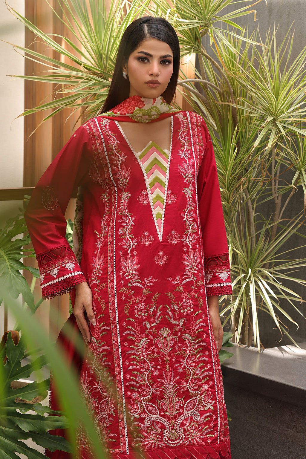 Zellbury | Unstitched 3 Piece Cambric | Embroidered Shirt Shalwar Dupatta - 0074 - Libasekhas