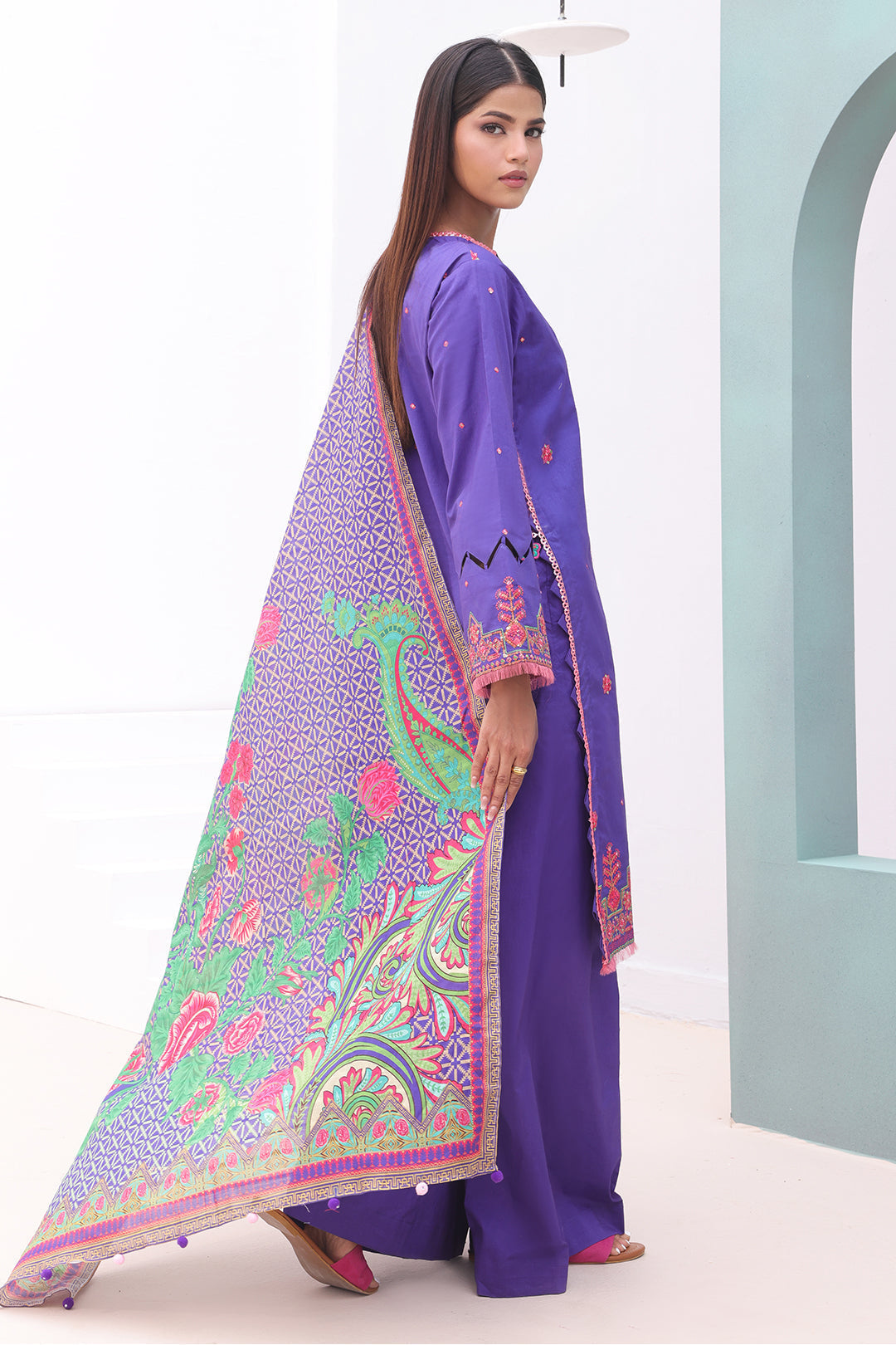 Zellbury | Unstitched 3 Piece Cambric | Embroidered Shirt Shalwar Dupatta - 0082 - Libasekhas