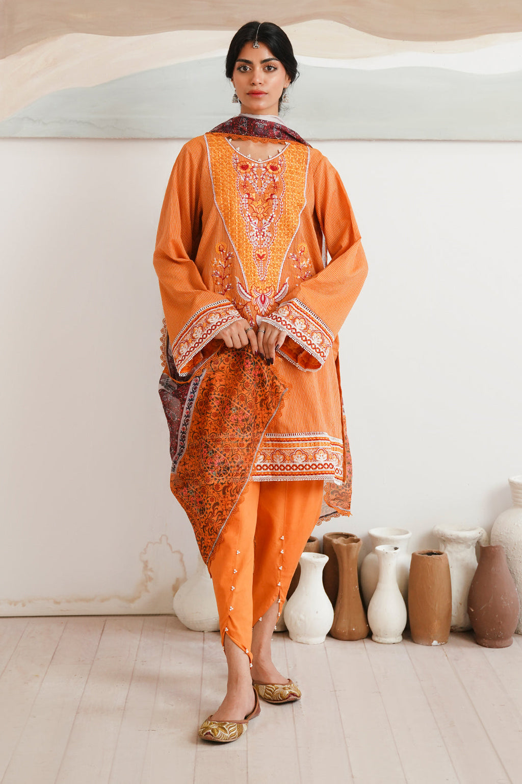 Zellbury | Unstitched 3 Piece Zari | Embroidered Shirt Shalwar Dupatta - 0085 - Libasekhas