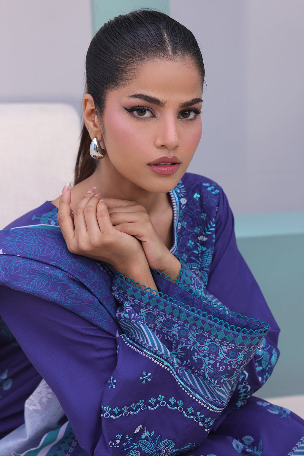 Zellbury | Unstitched 3 Piece Cambric | Embroidered Shirt Shalwar Dupatta - 0141 - Libasekhas