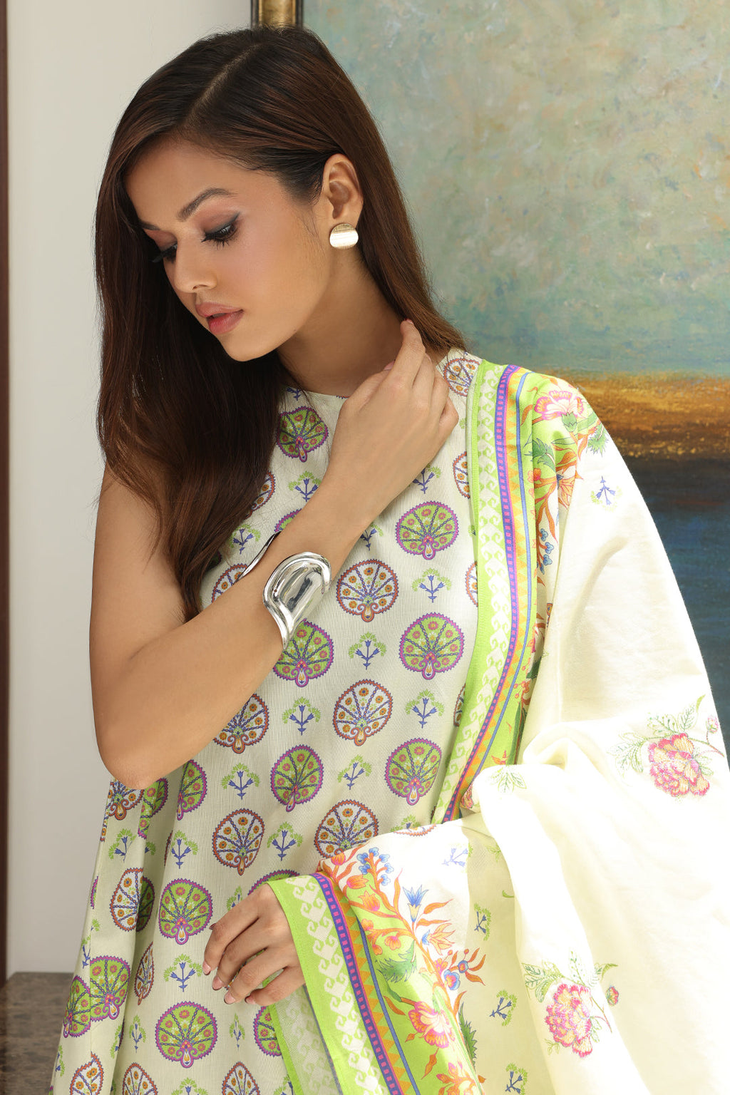 Zellbury | Unstitched 3 Piece Cambric | Embroidered Shirt Shalwar Dupatta - 0143 - Libasekhas