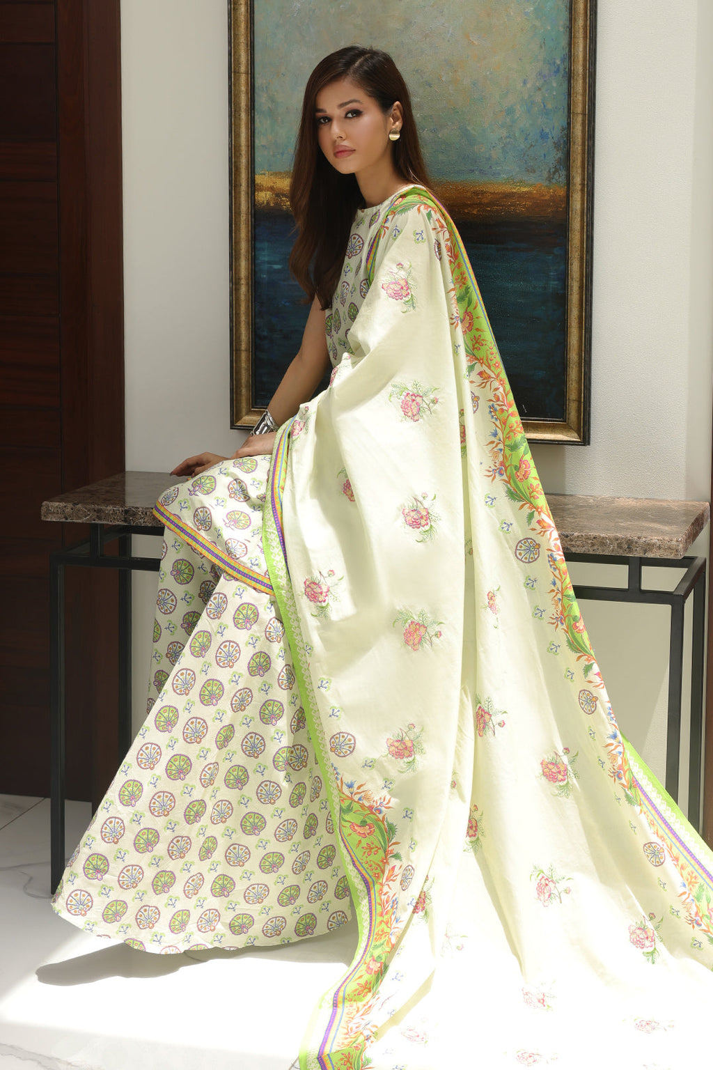 Zellbury | Unstitched 3 Piece Cambric | Embroidered Shirt Shalwar Dupatta - 0143 - Libasekhas