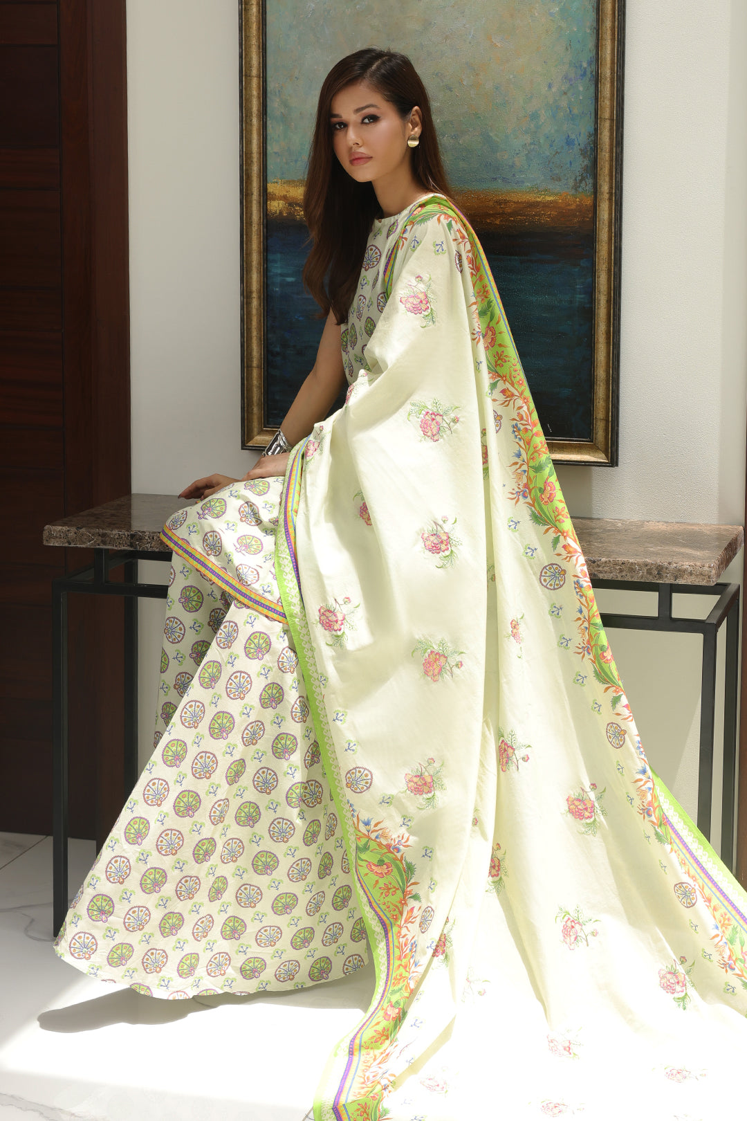 Zellbury | Unstitched 3 Piece Cambric | Embroidered Shirt Shalwar Dupatta - 0143 - Libasekhas
