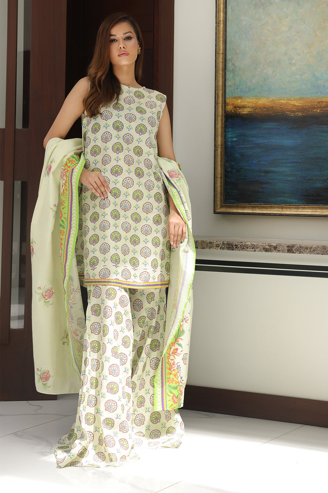 Zellbury | Unstitched 3 Piece Cambric | Embroidered Shirt Shalwar Dupatta - 0143 - Libasekhas