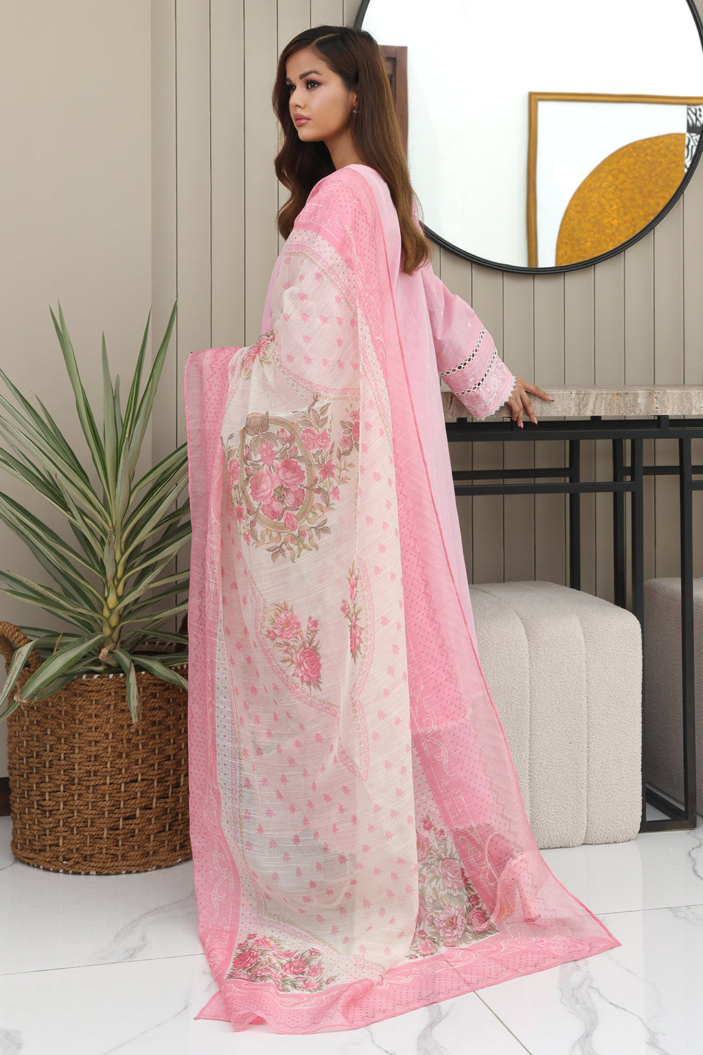Zellbury | Unstitched 3 Piece Chambray | Embroidered Shirt Shalwar Dupatta - 0146 - Libasekhas