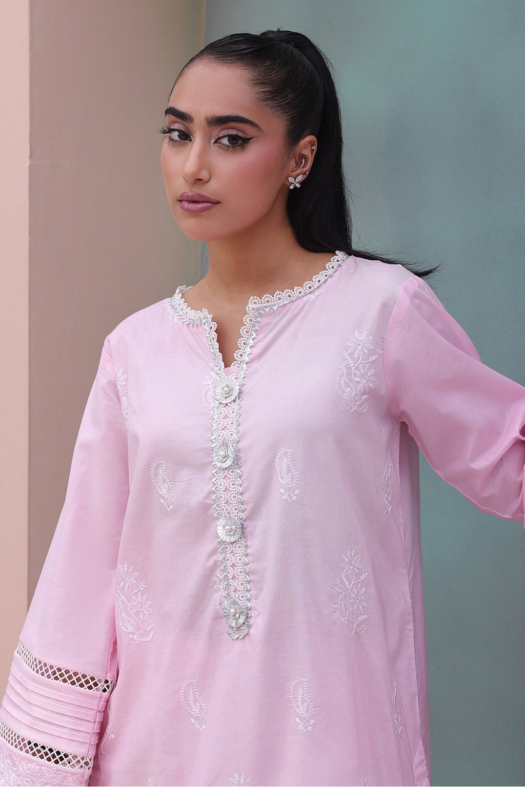 Zellbury | Unstitched 3 Piece Cambric | Embroidered Shirt Shalwar Dupatta - 0147 - Libasekhas