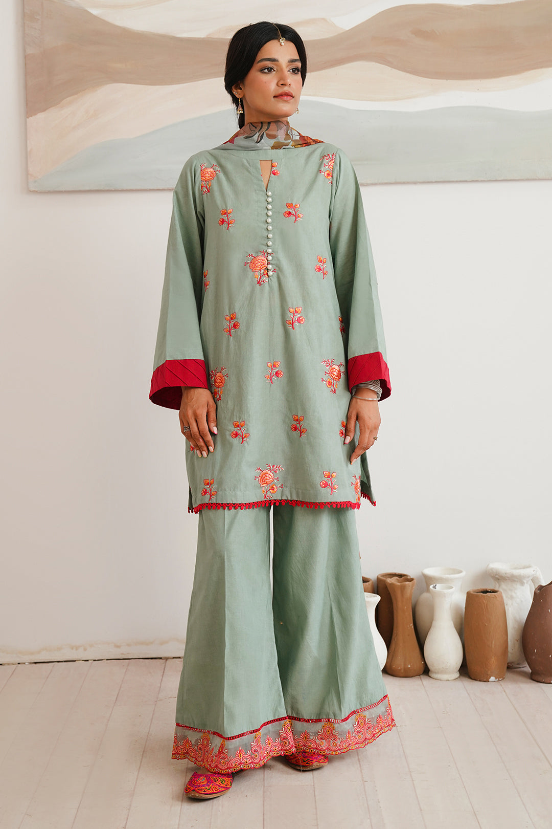 Zellbury | Unstitched 3 Piece Cambric | Embroidered Shirt Shalwar Dupatta - 0149 - Libasekhas
