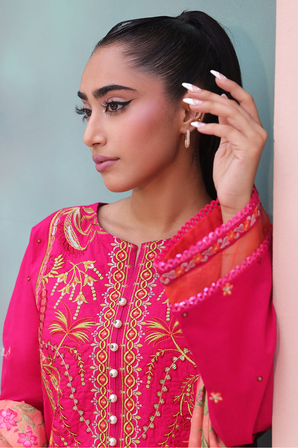 Zellbury | Unstitched 3 Piece Cambric | Embroidered Shirt Shalwar Dupatta - 0151 - Libasekhas