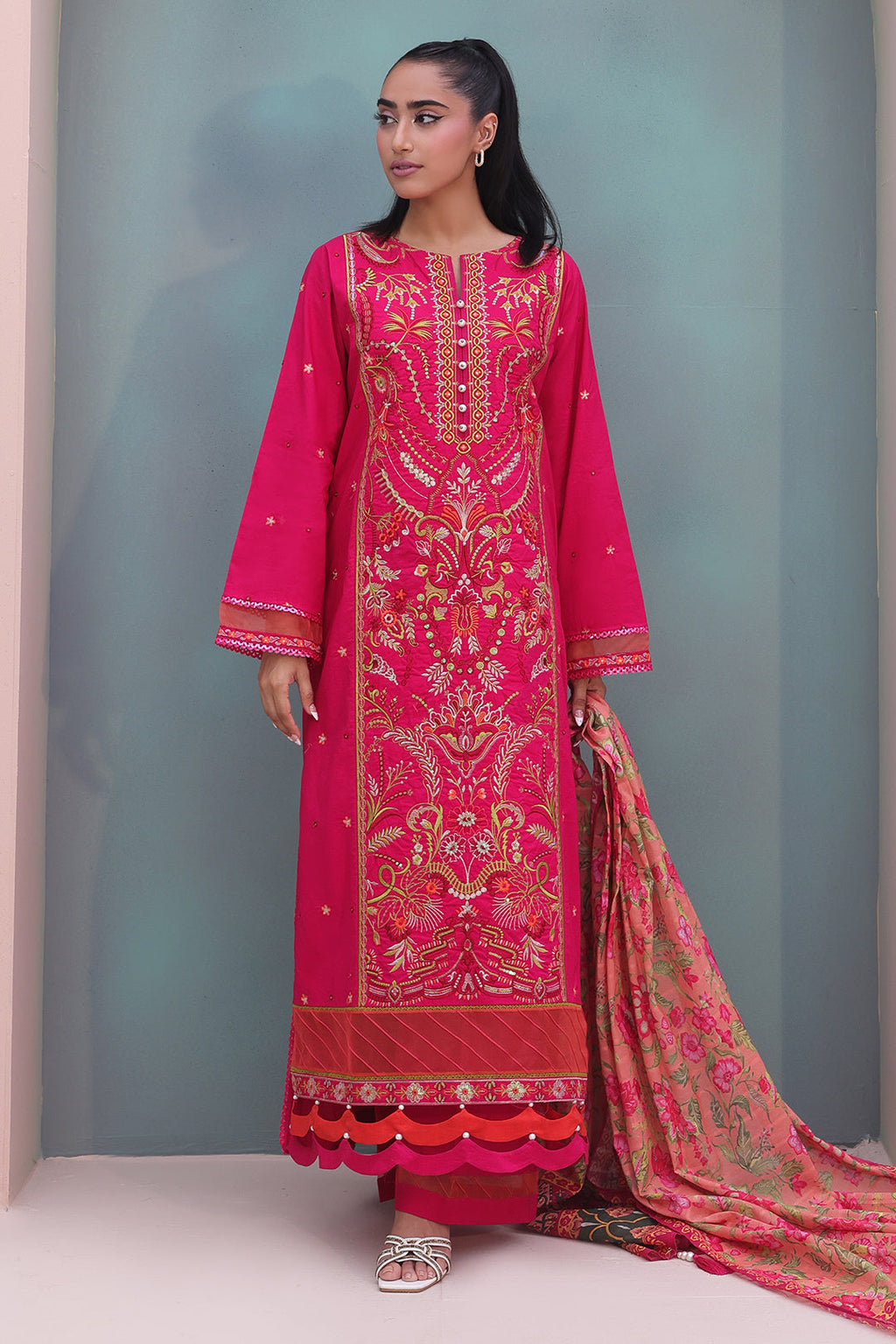Zellbury | Unstitched 3 Piece Cambric | Embroidered Shirt Shalwar Dupatta - 0151 - Libasekhas