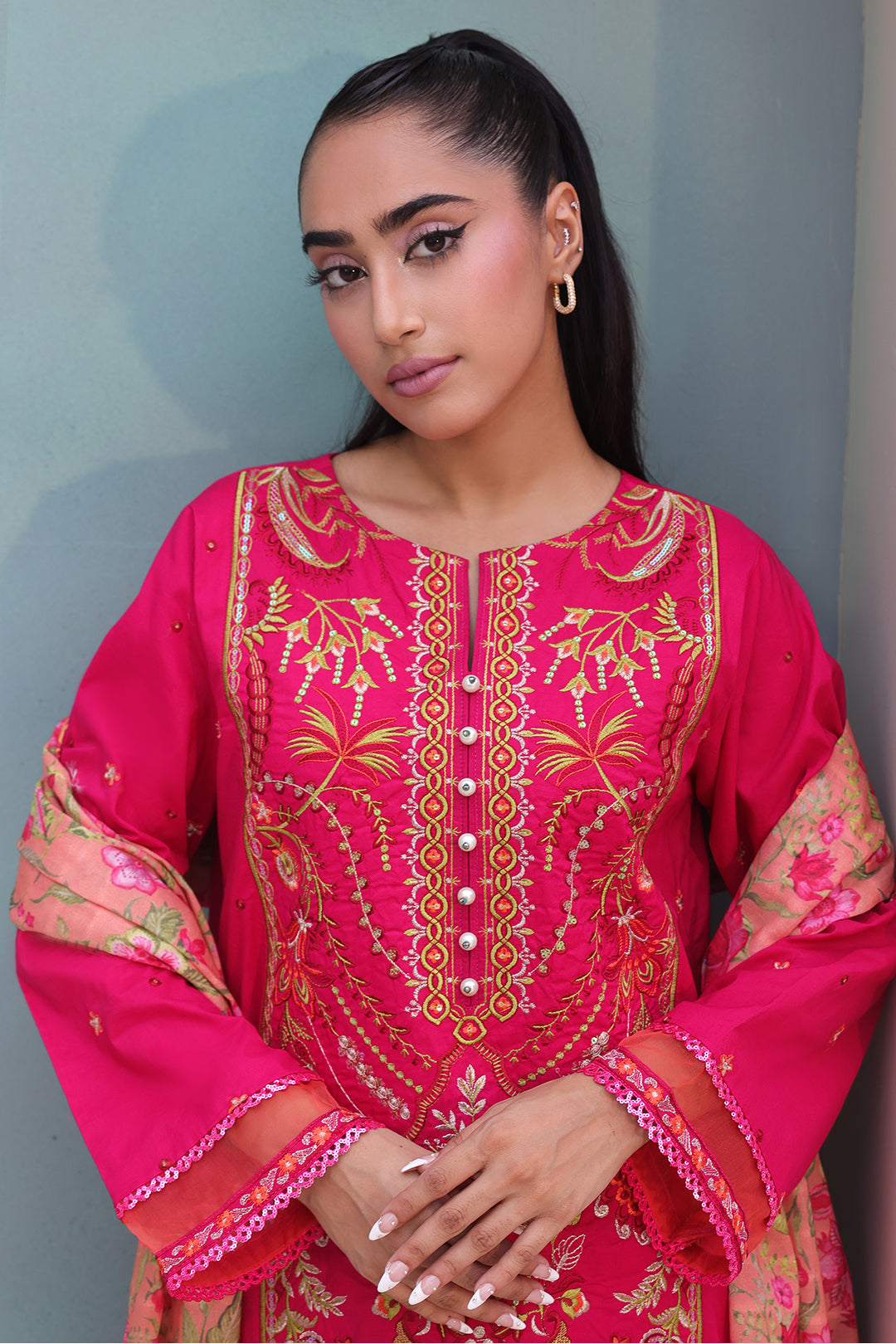 Zellbury | Unstitched 3 Piece Cambric | Embroidered Shirt Shalwar Dupatta - 0151 - Libasekhas