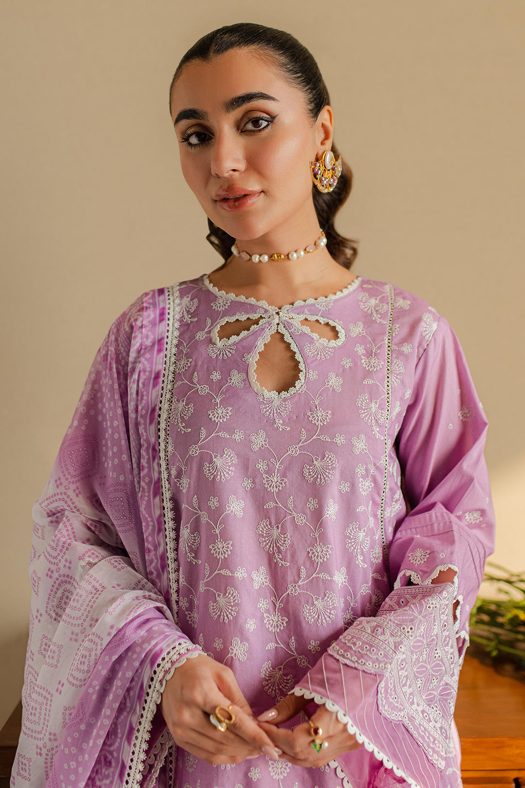 Zellbury | Unstitched 3 Piece Chikankari | Embroidered Shirt Shalwar Dupatta - 0703 - Libasekhas
