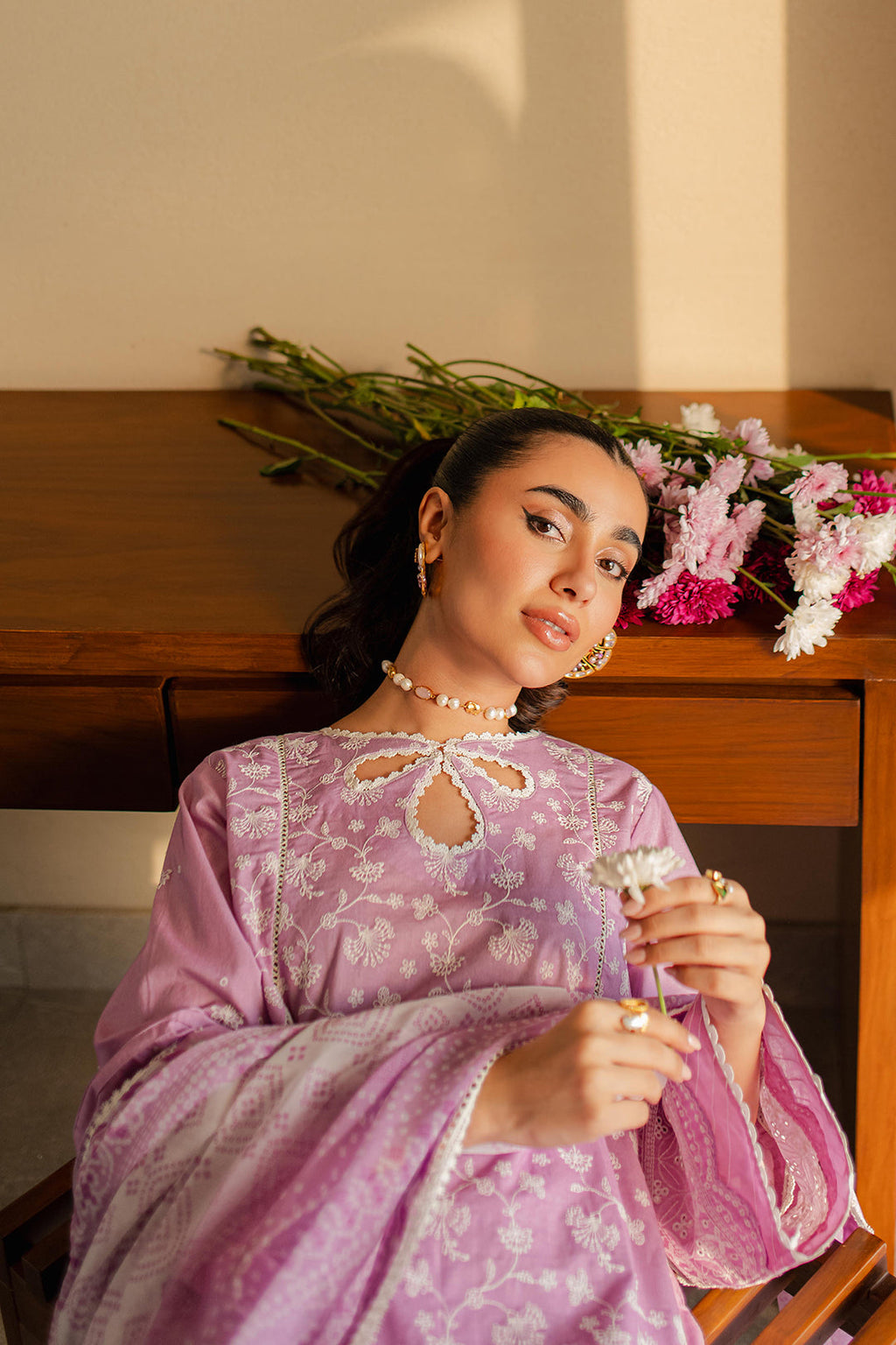 Zellbury | Unstitched 3 Piece Chikankari | Embroidered Shirt Shalwar Dupatta - 0703 - Libasekhas
