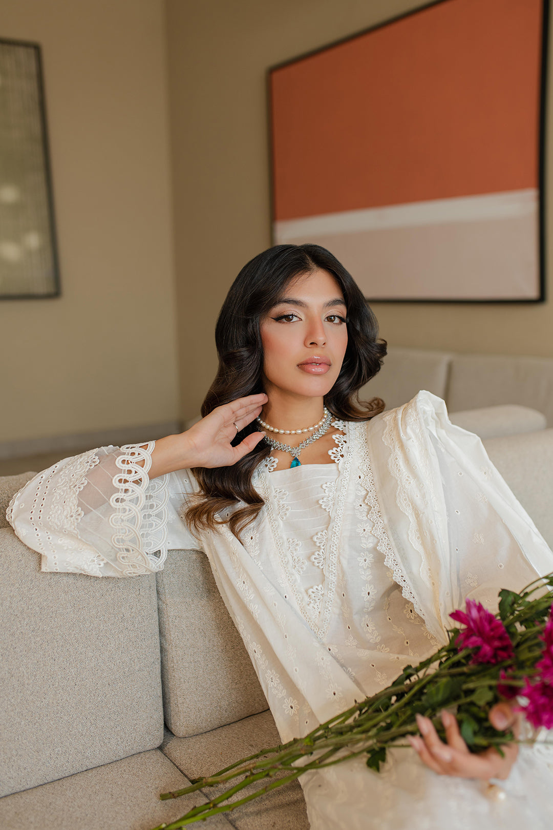 Zellbury | Unstitched 3 Piece Chikankari | Embroidered Shirt Shalwar Dupatta - 0704 - Libasekhas