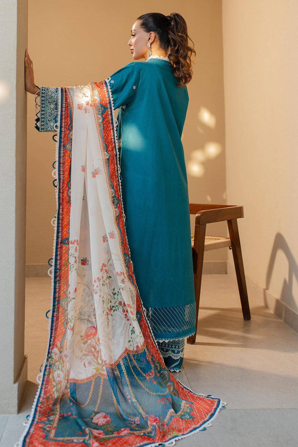 Zellbury | Unstitched 3 Piece Chikankari | Embroidered Shirt Shalwar Dupatta - 0705 - Libasekhas