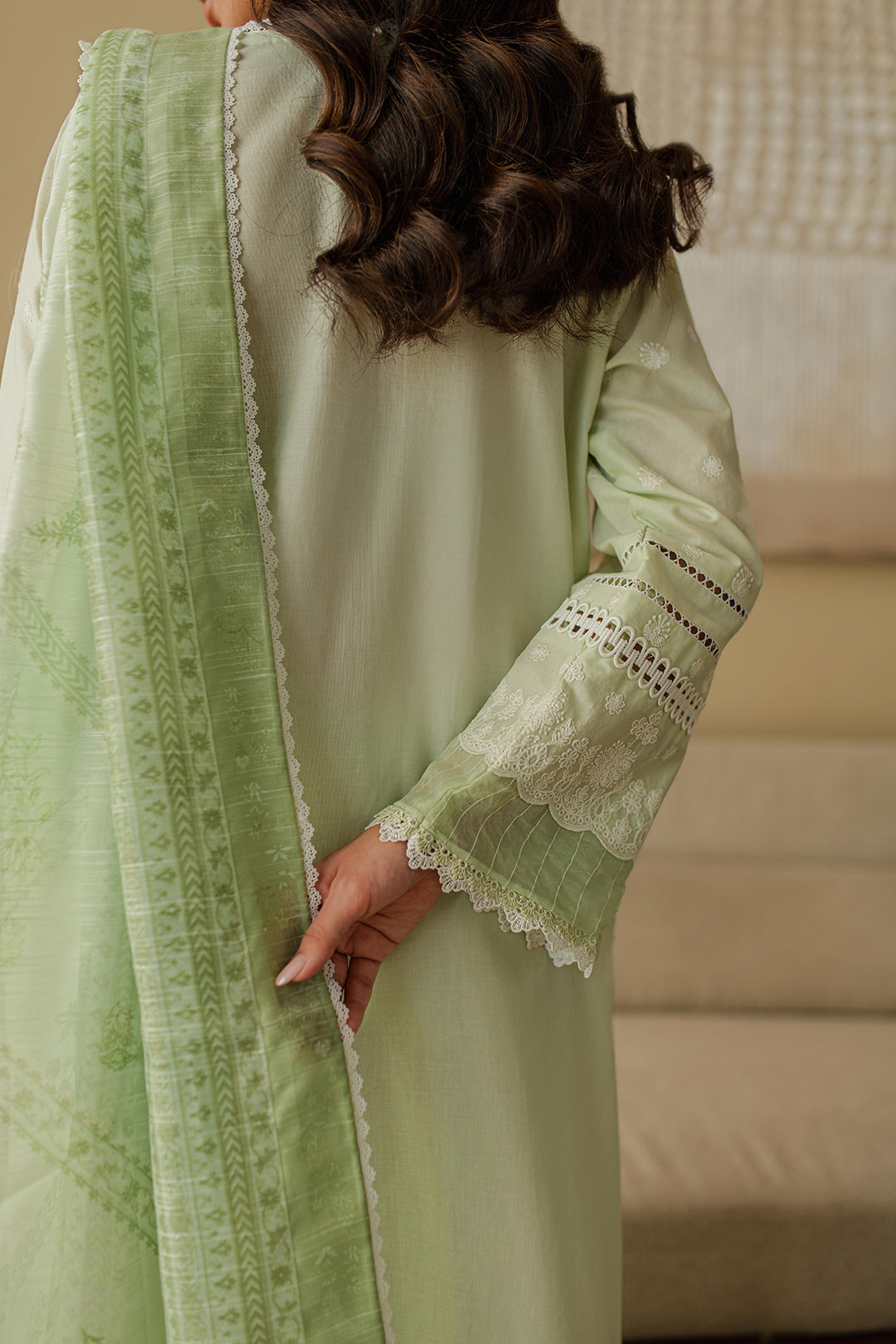 Zellbury | Unstitched 3 Piece Chikankari | Embroidered Shirt Shalwar Dupatta - 0706 - Libasekhas