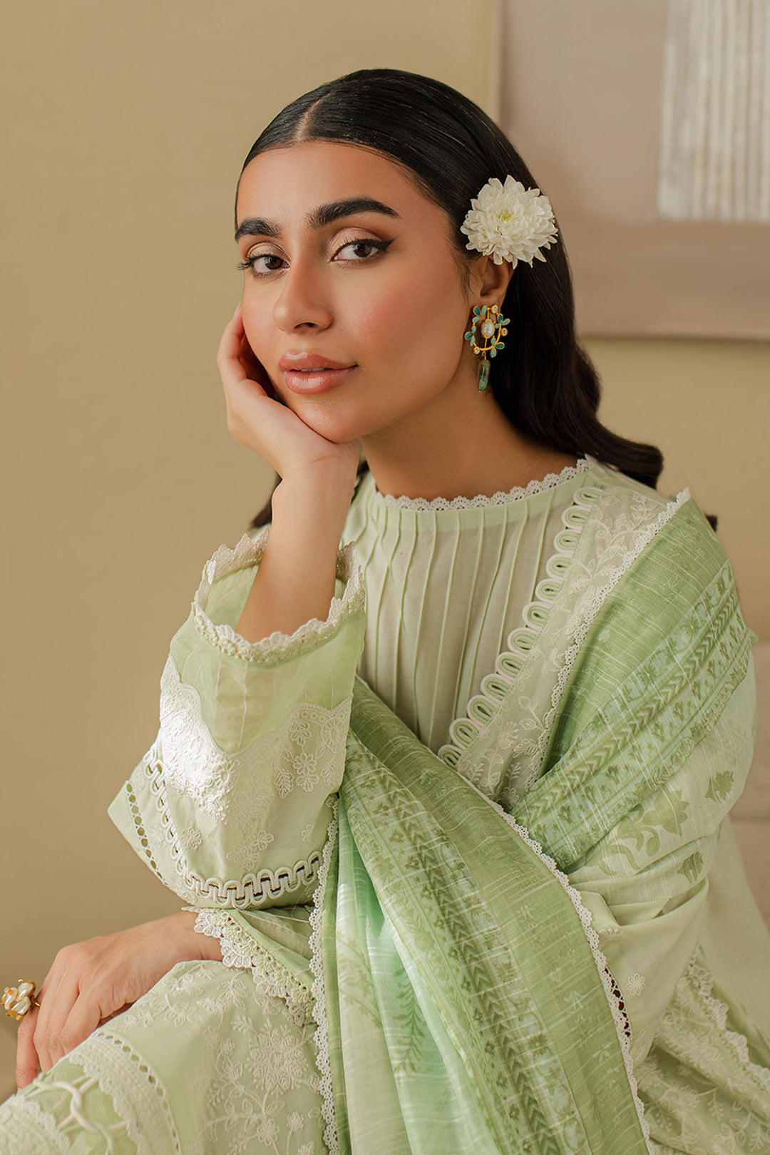 Zellbury | Unstitched 3 Piece Chikankari | Embroidered Shirt Shalwar Dupatta - 0706 - Libasekhas