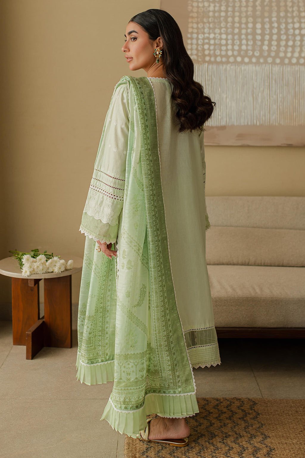 Zellbury | Unstitched 3 Piece Chikankari | Embroidered Shirt Shalwar Dupatta - 0706 - Libasekhas