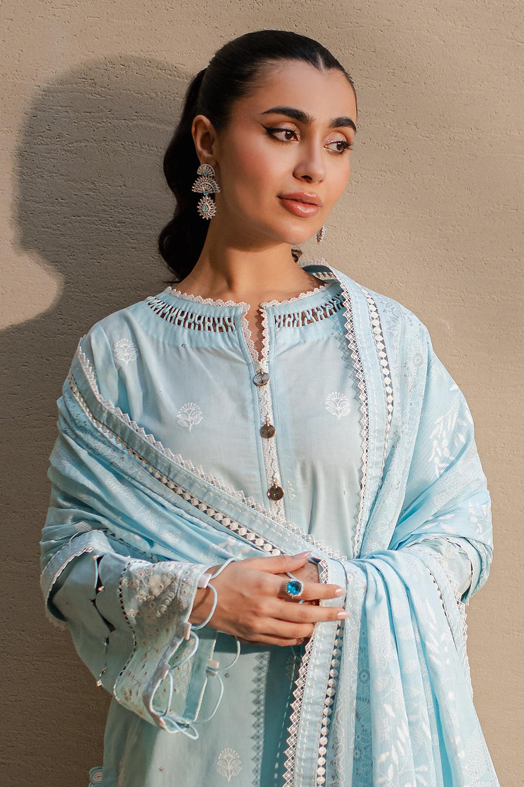 Zellbury | Unstitched 3 Piece Chikankari | Embroidered Shirt Shalwar Dupatta - 0709 - Libasekhas
