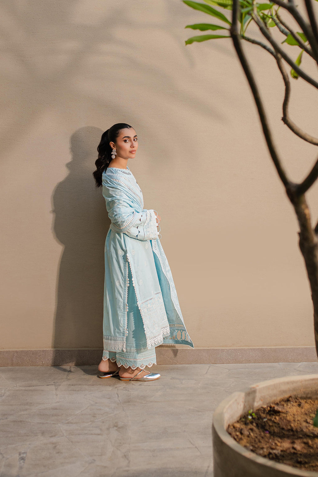 Zellbury | Unstitched 3 Piece Chikankari | Embroidered Shirt Shalwar Dupatta - 0709 - Libasekhas
