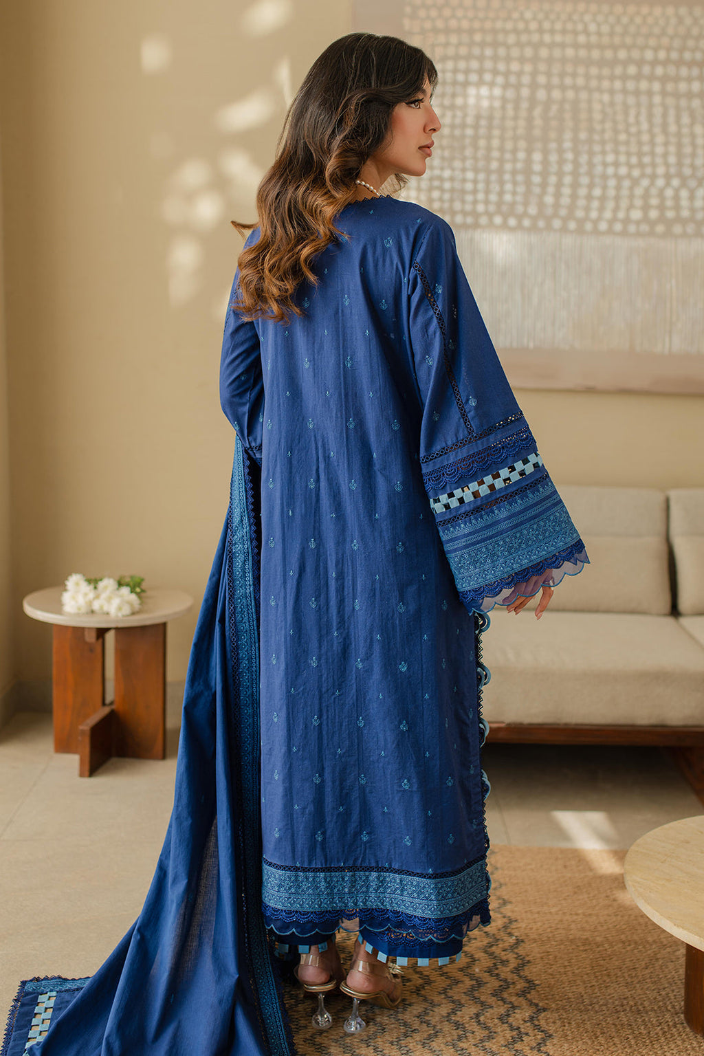 Zellbury | Unstitched 3 Piece Chikankari | Embroidered Shirt Shalwar Dupatta - 0711 - Libasekhas