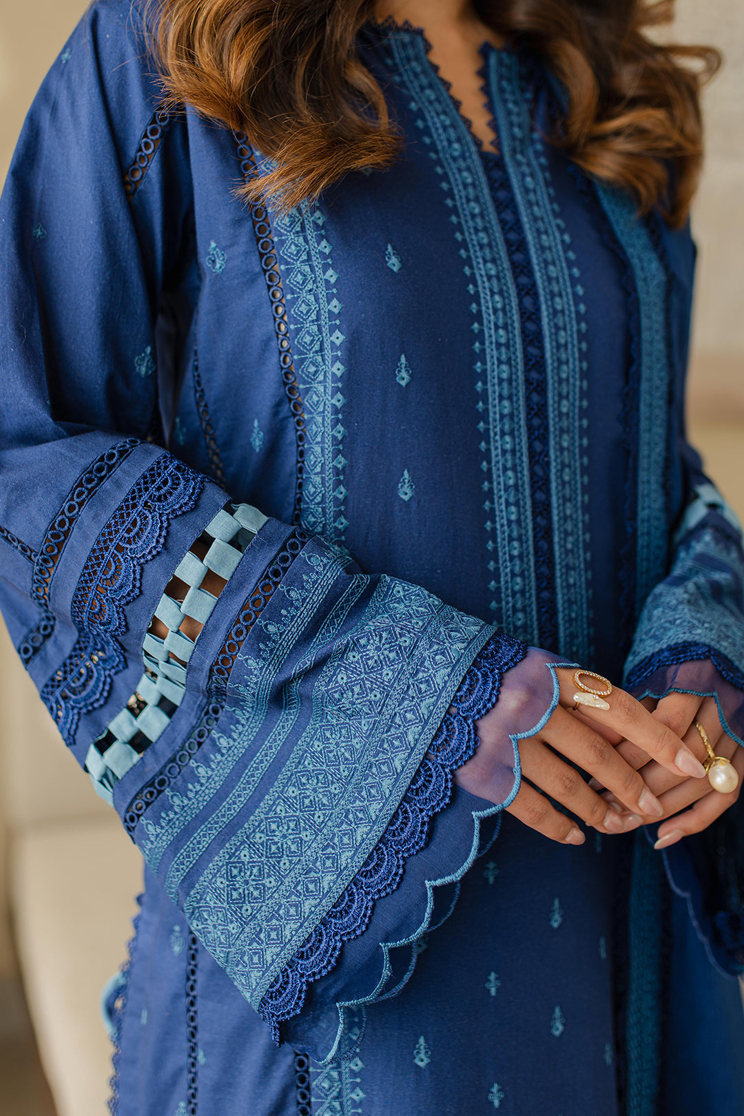 Zellbury | Unstitched 3 Piece Chikankari | Embroidered Shirt Shalwar Dupatta - 0711 - Libasekhas
