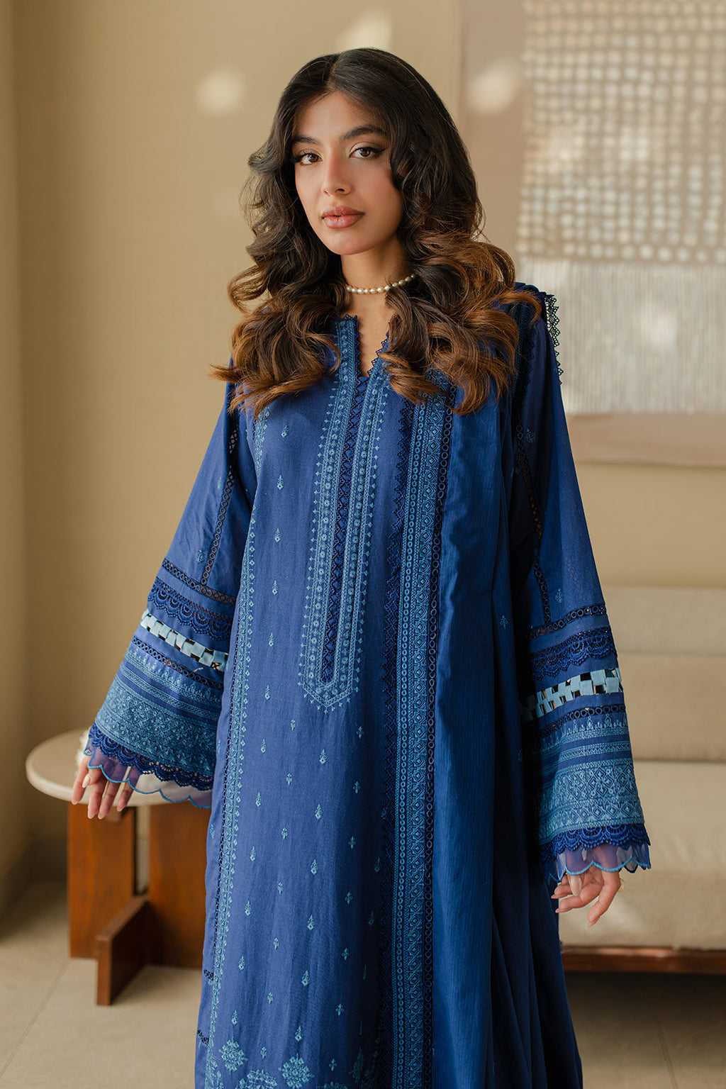 Zellbury | Unstitched 3 Piece Chikankari | Embroidered Shirt Shalwar Dupatta - 0711 - Libasekhas