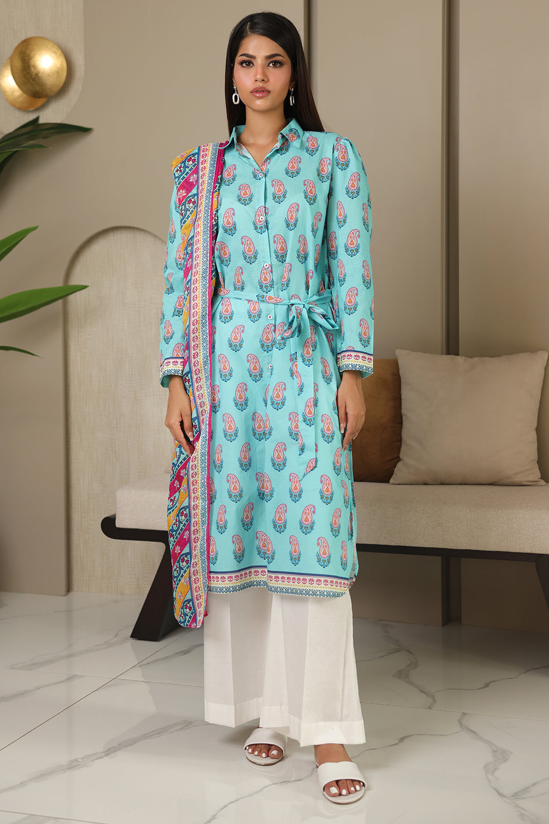 Zellbury | Unstitched 2 Piece Cambric | Shirt Dupatta - 0001 - Libasekhas