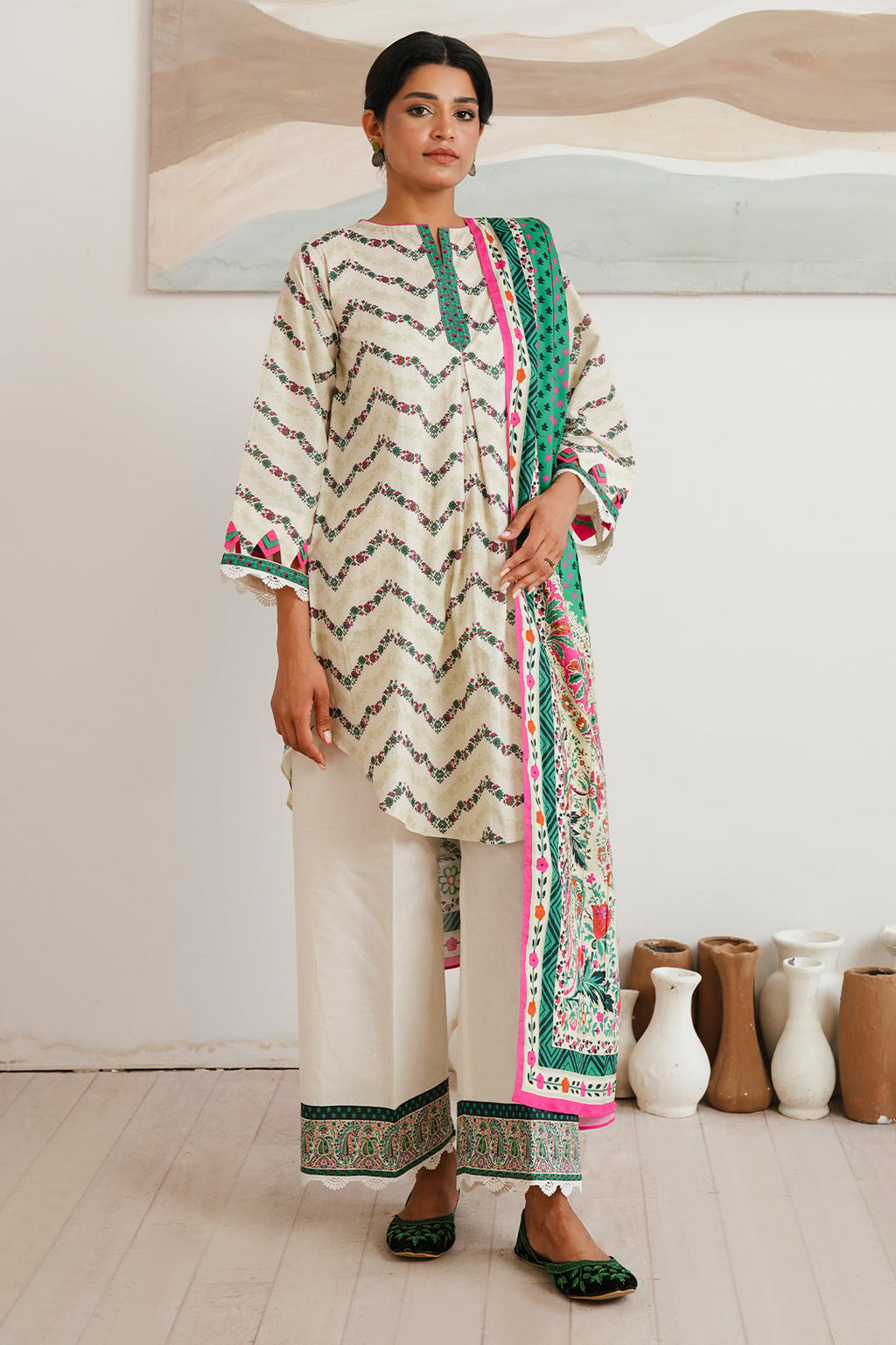 Zellbury | Unstitched 2 Piece Cambric | Shirt Dupatta - 0009 - Libasekhas