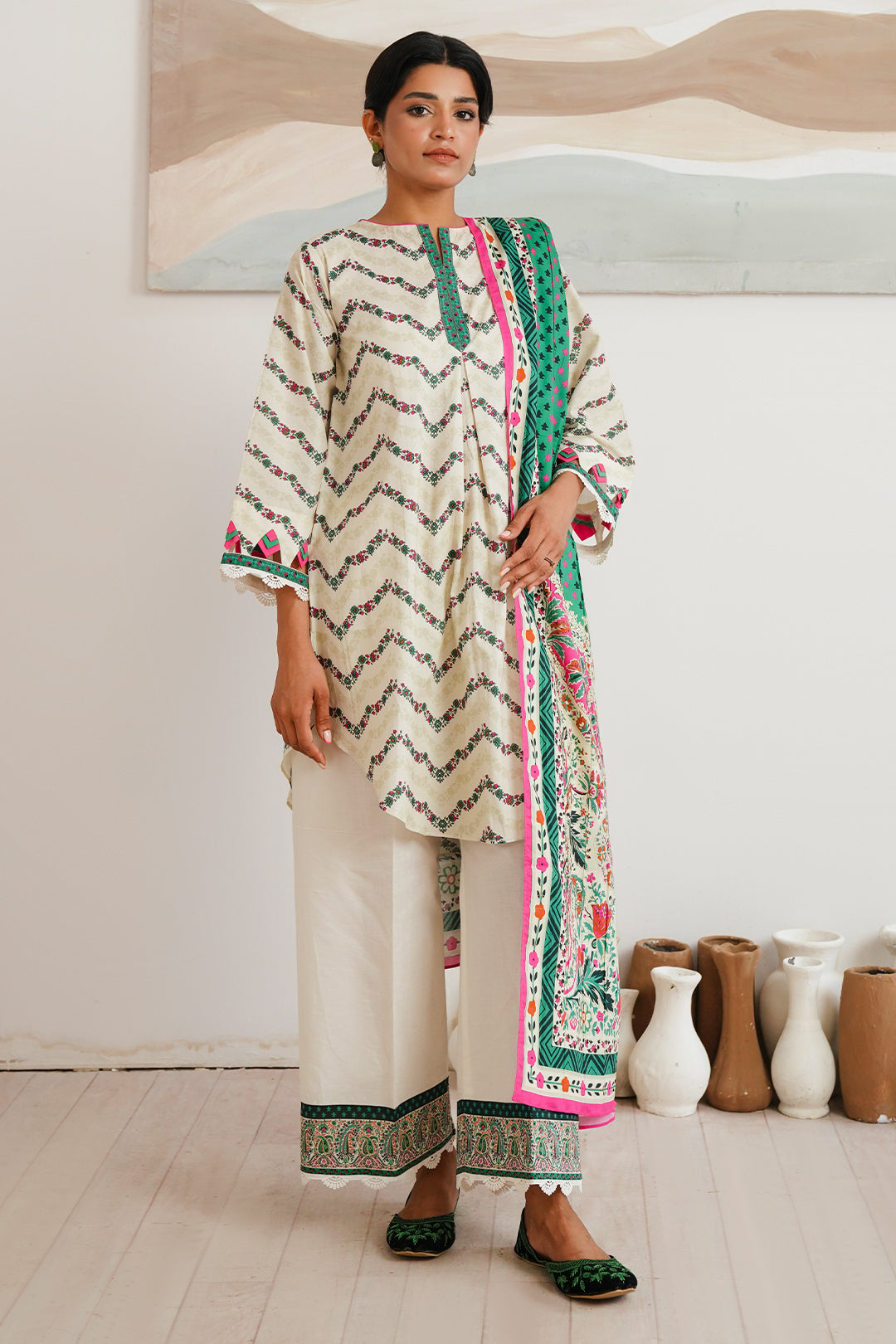 Zellbury | Unstitched 2 Piece Cambric | Shirt Dupatta - 0009 - Libasekhas