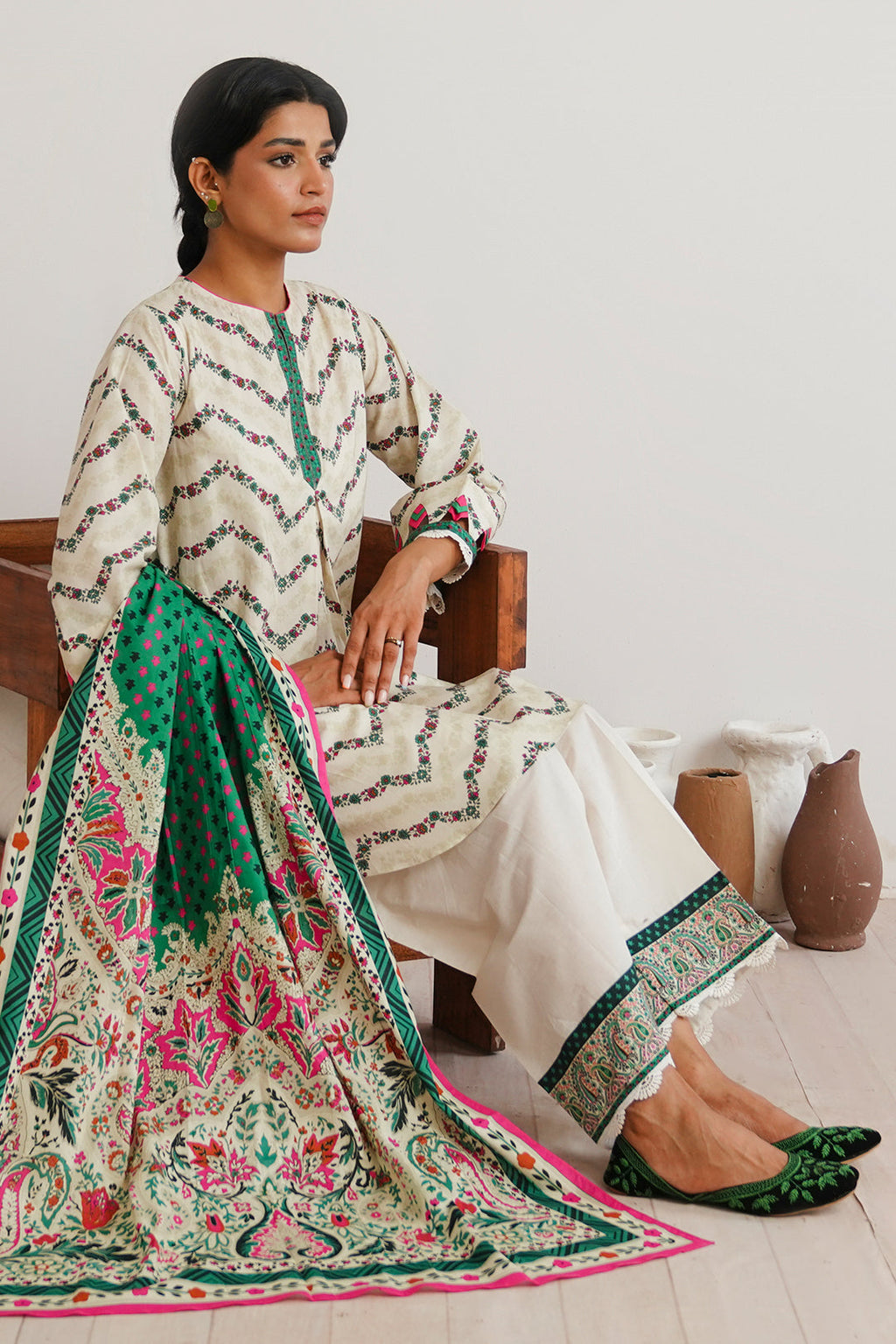 Zellbury | Unstitched 2 Piece Cambric | Shirt Dupatta - 0009 - Libasekhas