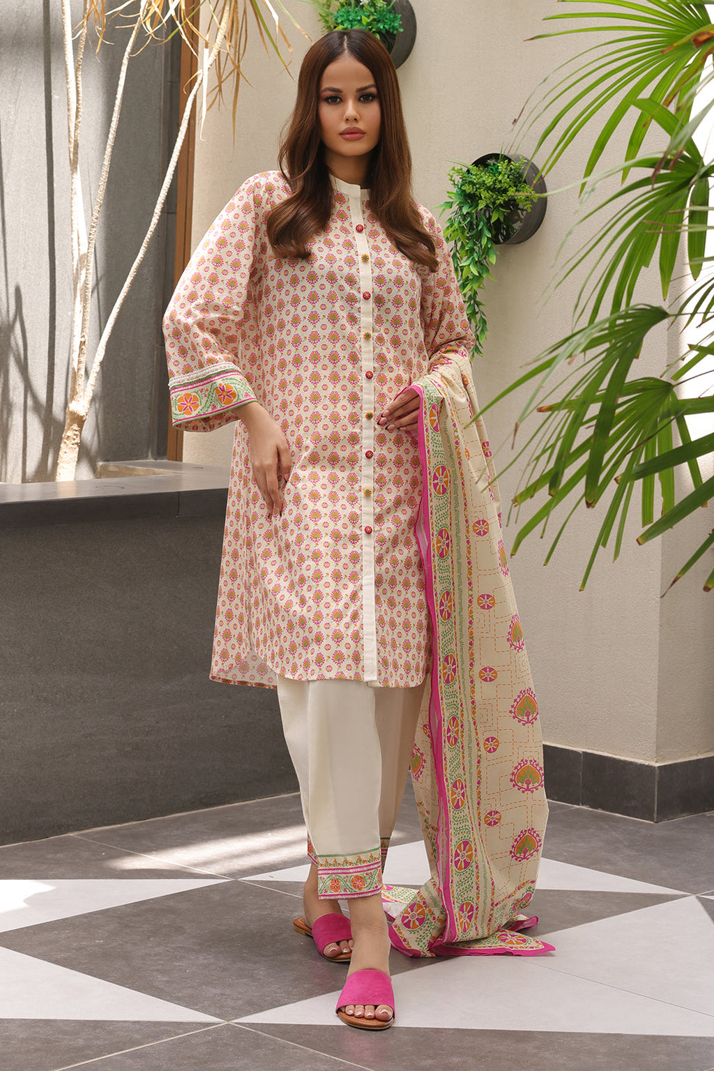 Zellbury | Unstitched 2 Piece Cambric | Shirt Dupatta - 0096 - Libasekhas