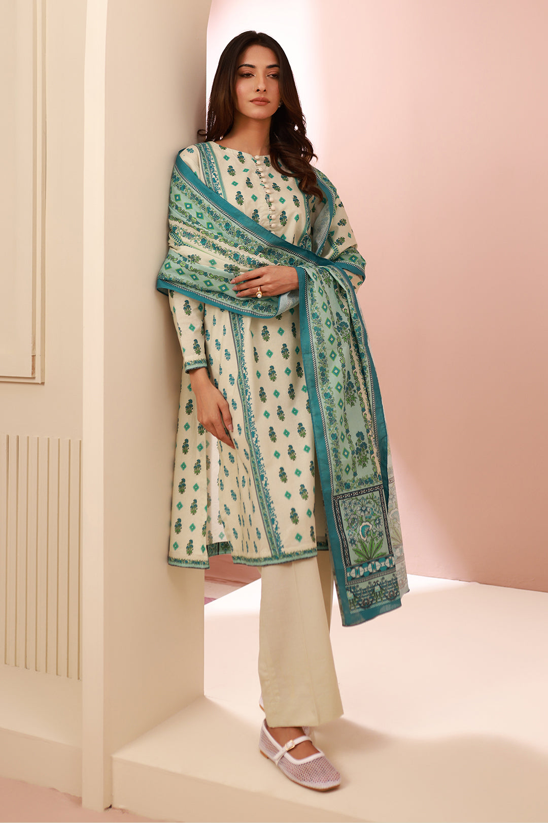Zellbury | Unstitched 2 Piece Cambric | Shirt Dupatta - 0606 - Libasekhas