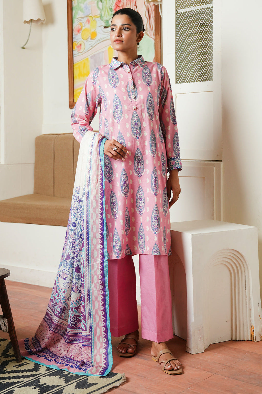 Zellbury | Unstitched 3 Piece Cambric | Shirt Shalwar Dupatta - 0035 - Libasekhas