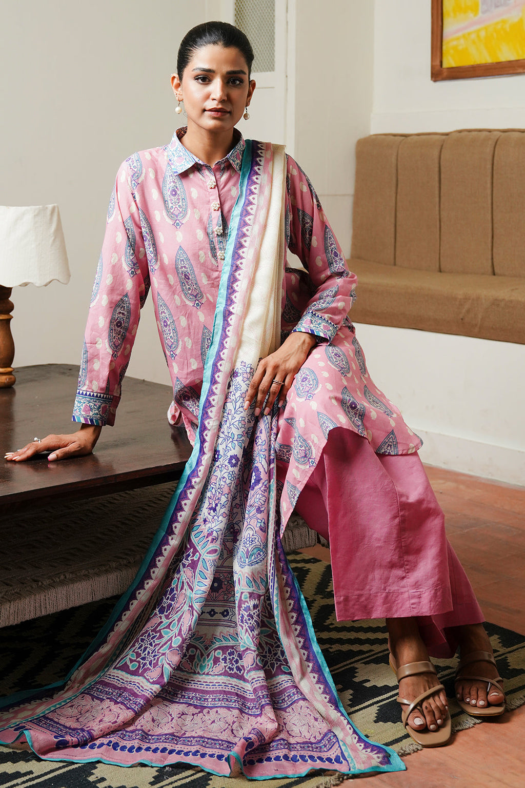 Zellbury | Unstitched 3 Piece Cambric | Shirt Shalwar Dupatta - 0035 - Libasekhas