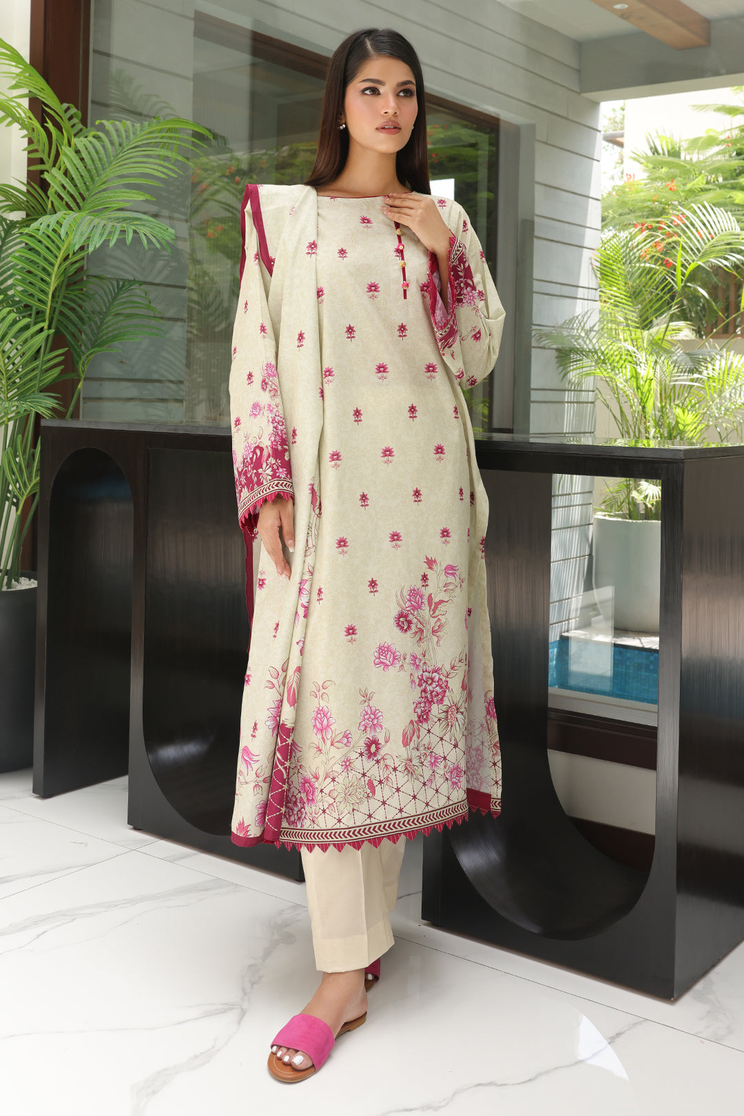 Zellbury | Unstitched 3 Piece Cambric | Shirt Shalwar Dupatta - 0040 - Libasekhas