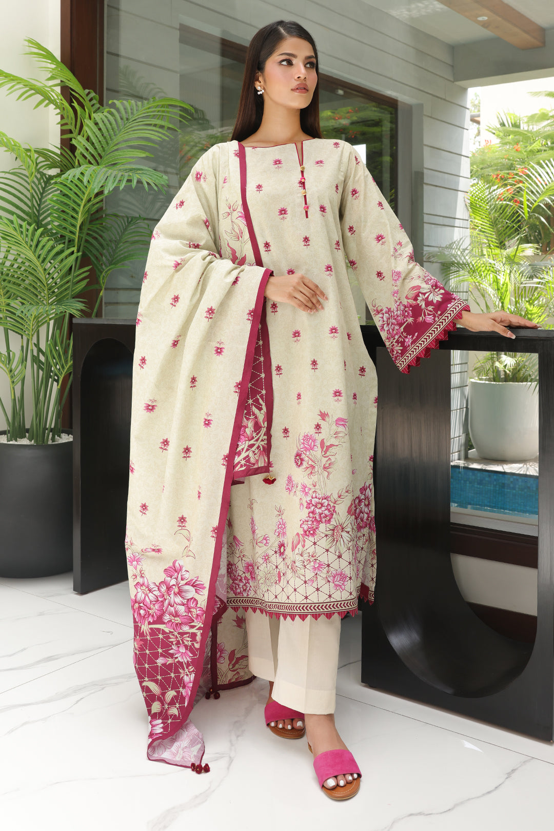 Zellbury | Unstitched 3 Piece Cambric | Shirt Shalwar Dupatta - 0040 - Libasekhas